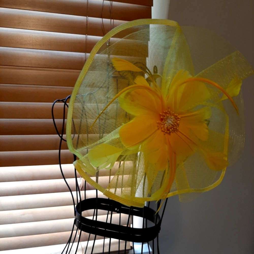 Two piece feather tea party hat or headband